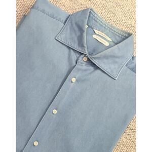 Men’s SuitSupply Spread Collar Chambray Dress Shirt – 17L